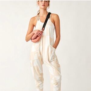 FP Movement by Free People Cream Geometric Relaxed Jumpsuit